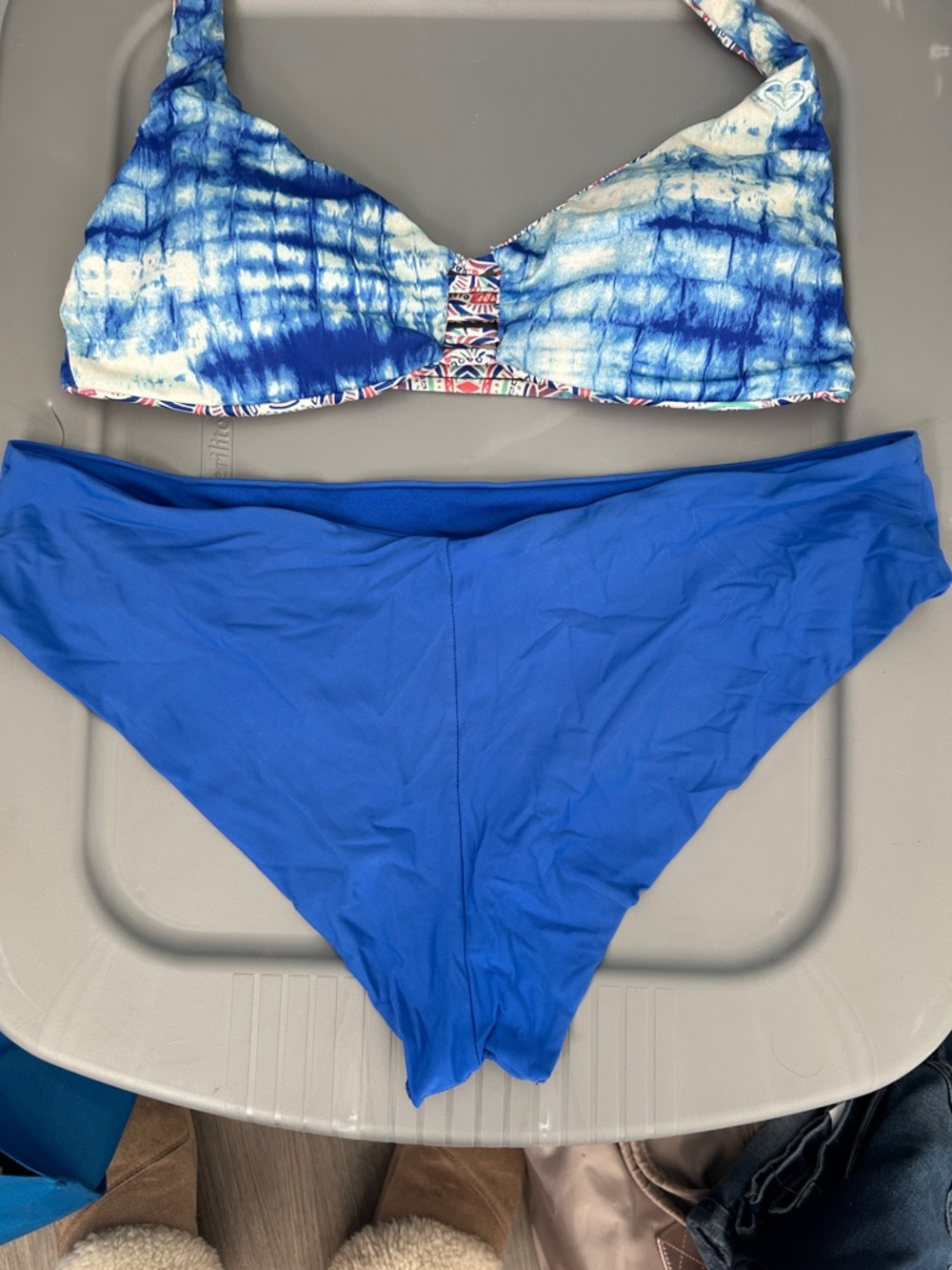 Roxy Blue & Multi-Color Pattern Bikini Set - Picture 3 of 4